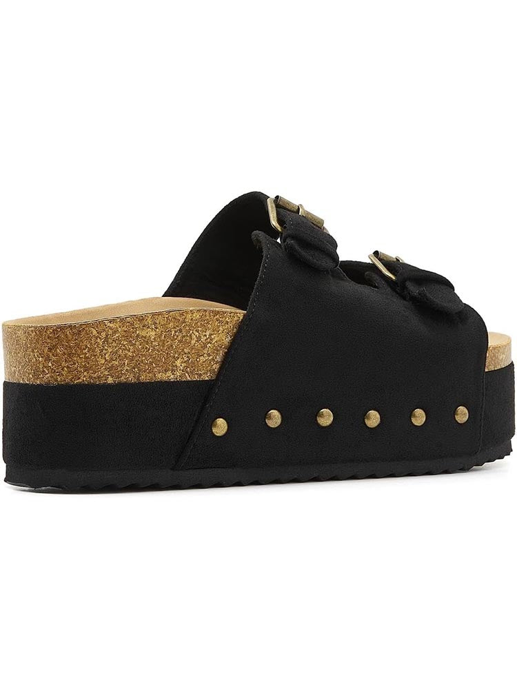 Double Buckle Strap Platform Sandals - Elara Row