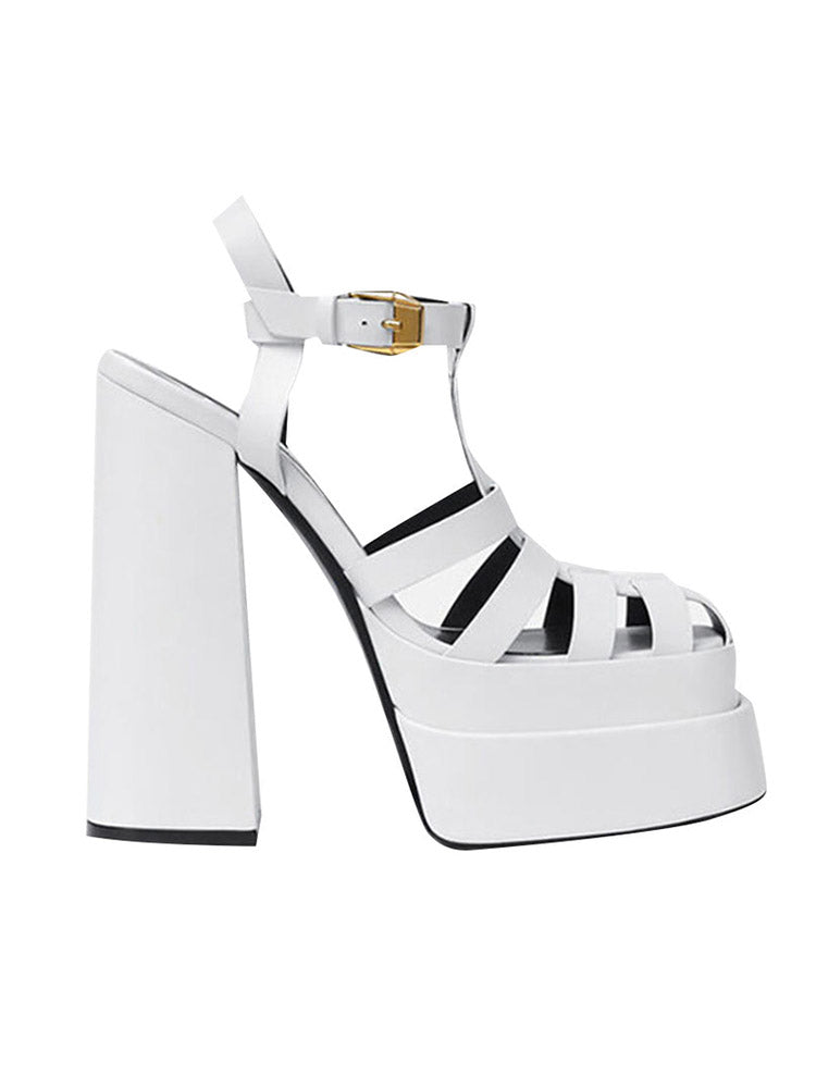 Braid Platform Chunky Heel Sandals - Elara Row