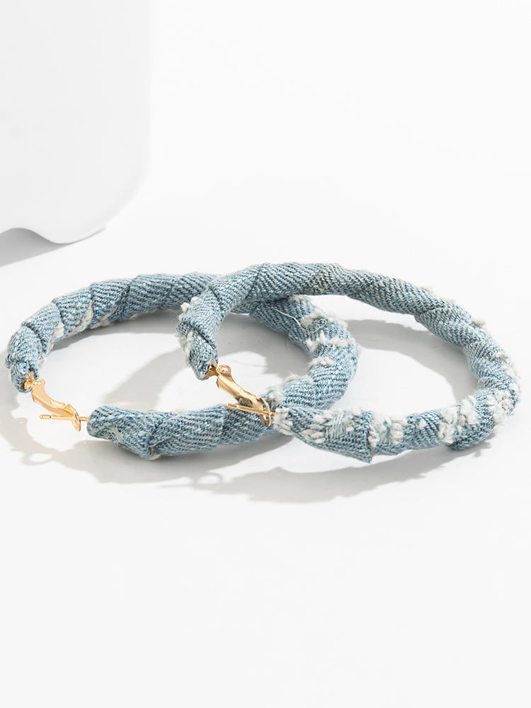 Denim Hoop Earrings - Elara Row