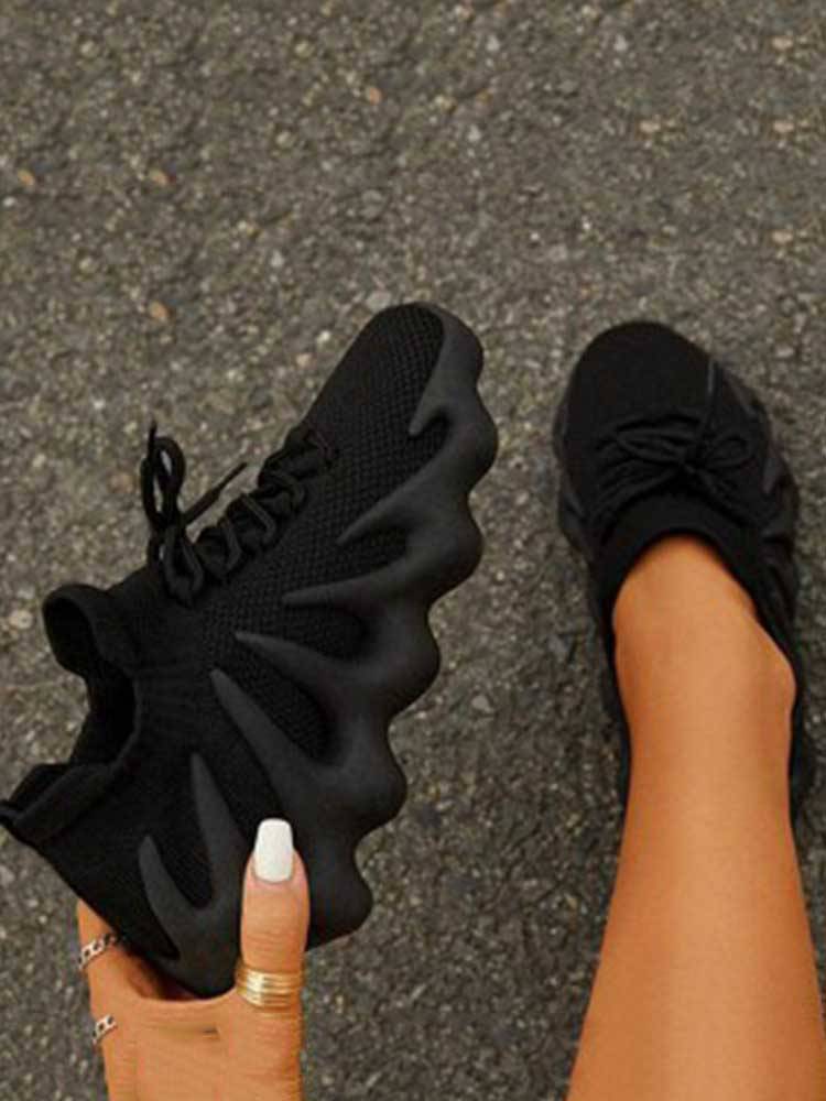 Lace-up Knit Breathable Sneakers - Elara Row