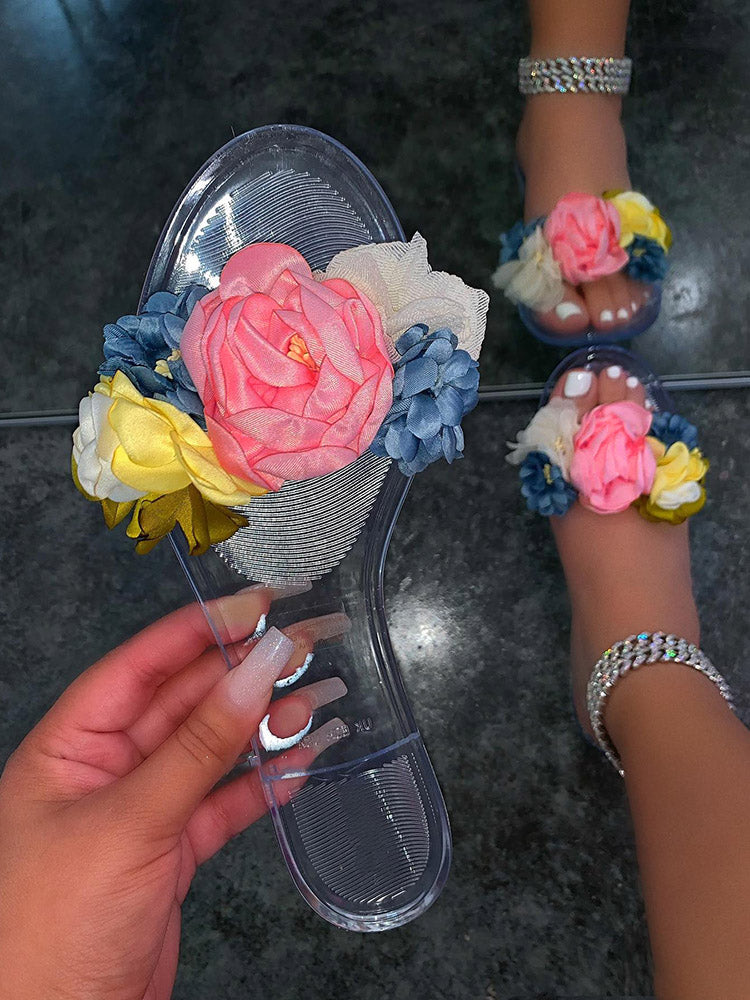 Full Bloom Clear Jelly Sandals - Elara Row