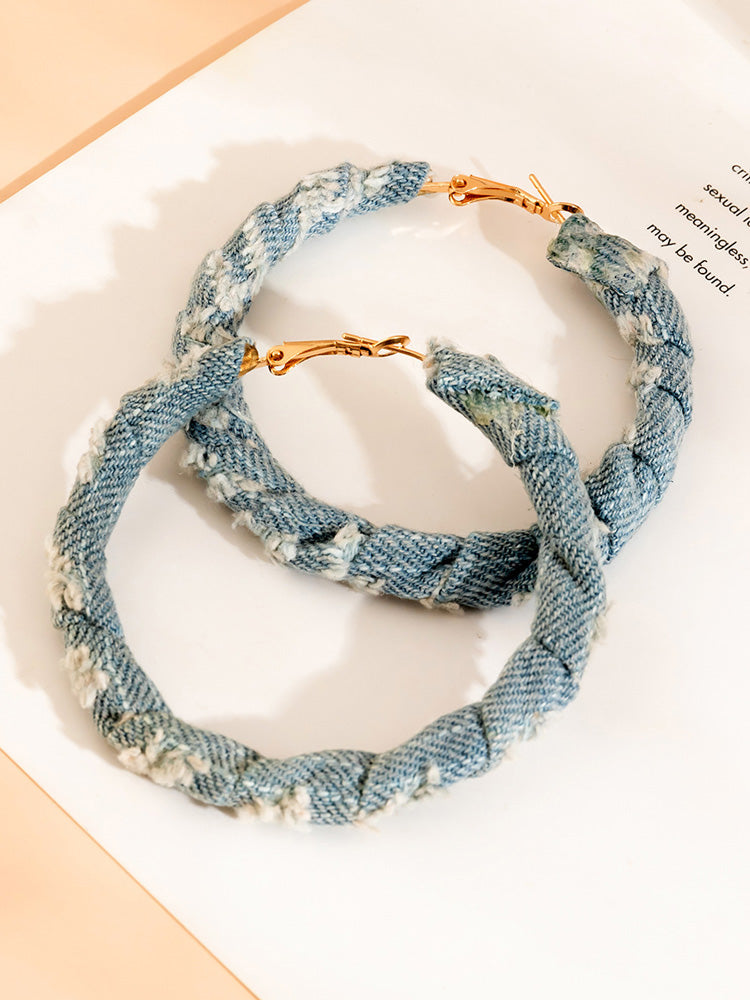 Denim Hoop Earrings - Elara Row