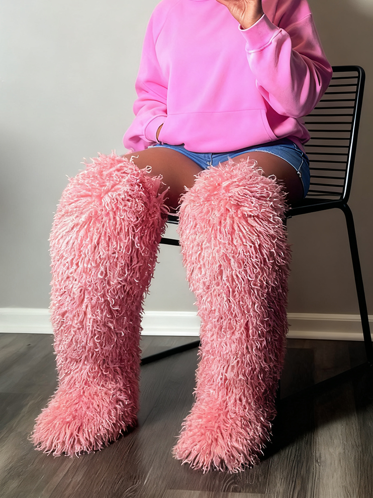 Thigh High Mongolian Fur Boots
