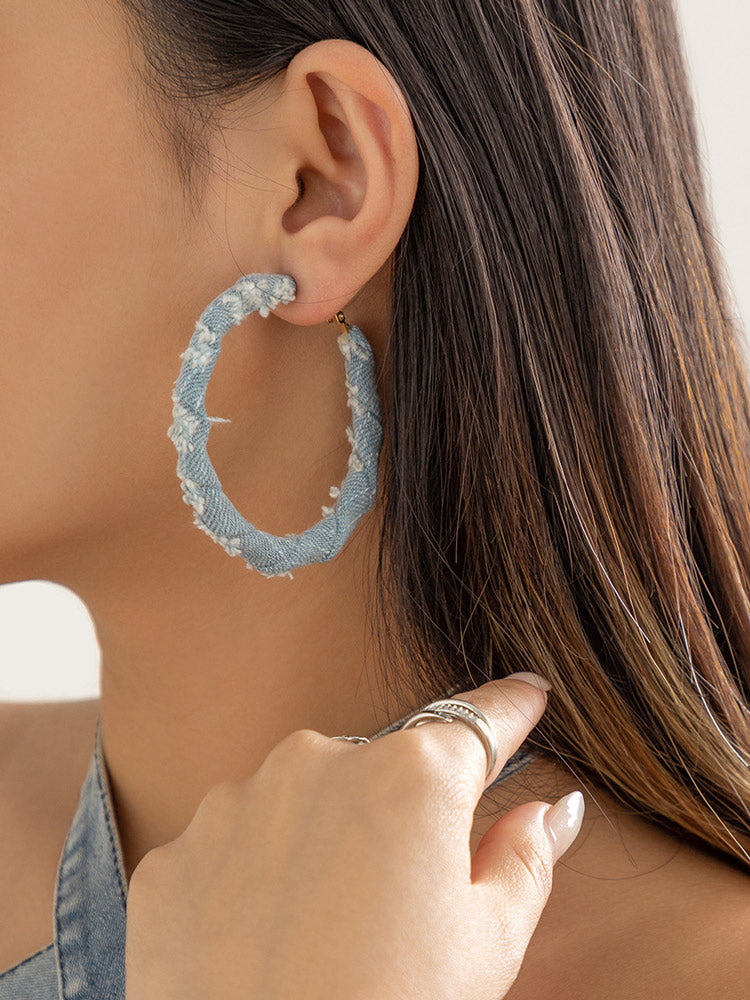Denim Hoop Earrings - Elara Row