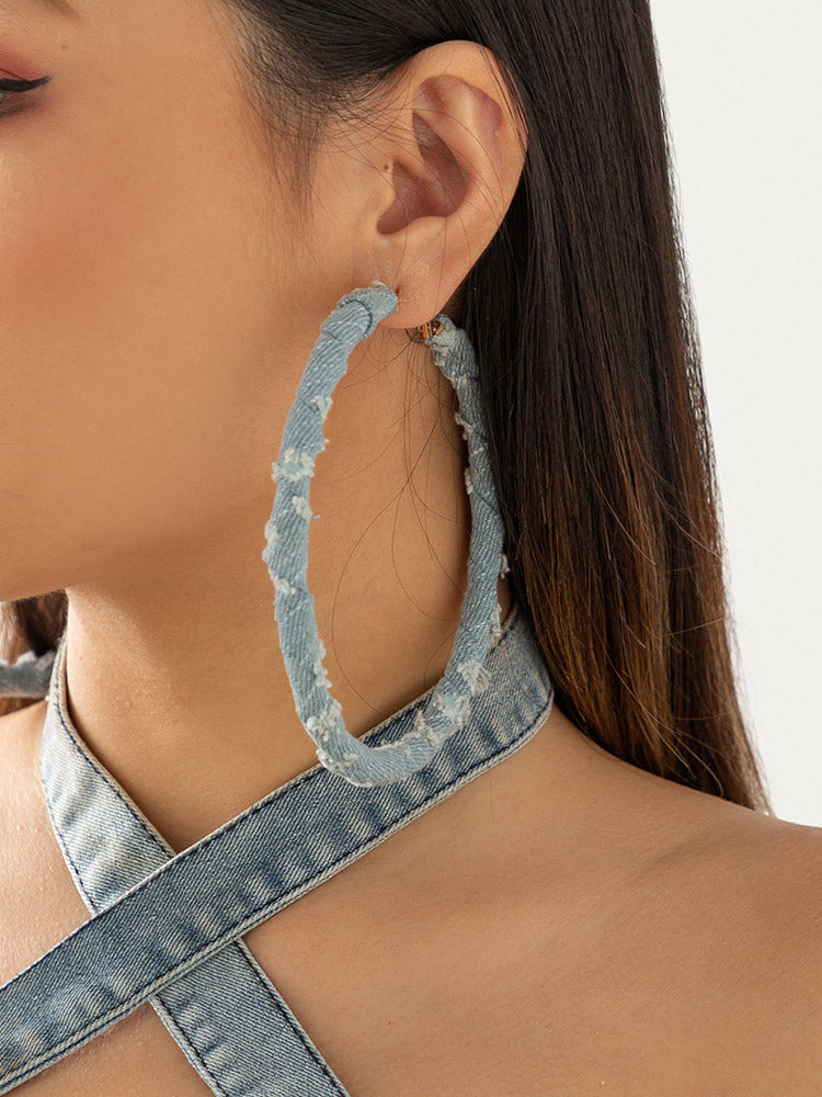 Denim Hoop Earrings - Elara Row