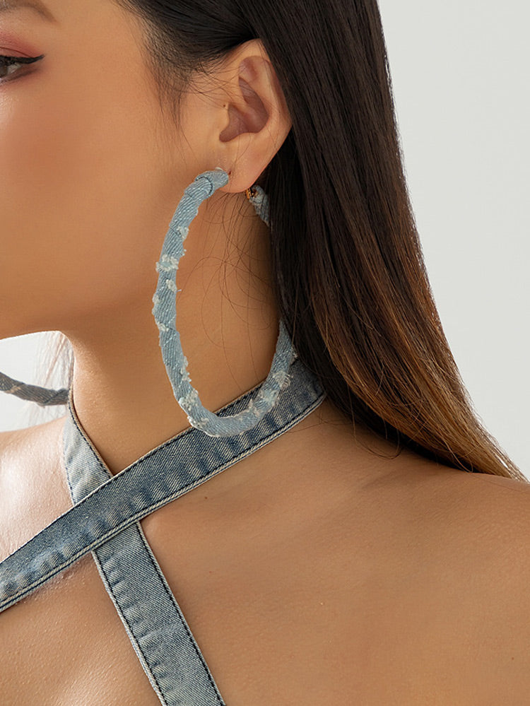Denim Hoop Earrings - Elara Row