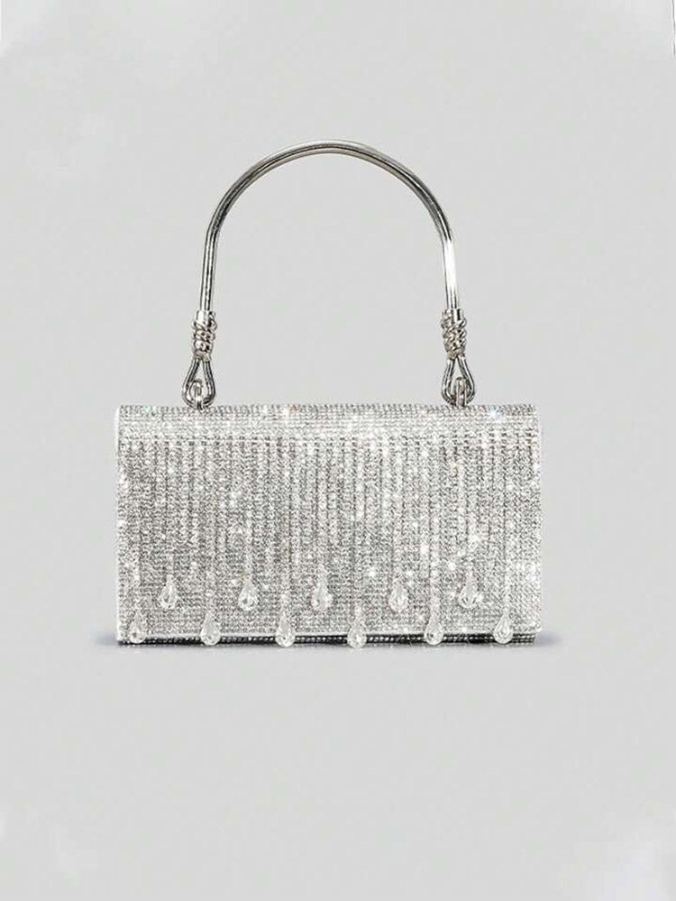 Rhinestone Fringe Clutch - Elara Row