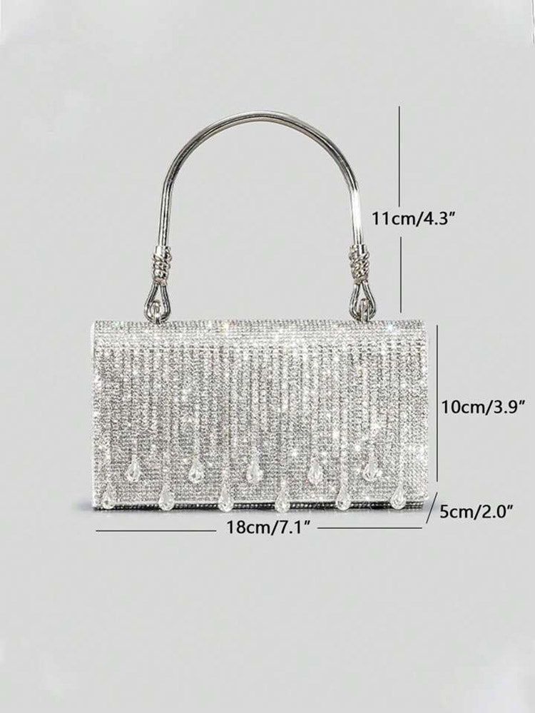 Rhinestone Fringe Clutch - Elara Row