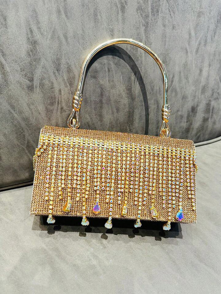 Rhinestone Fringe Clutch - Elara Row