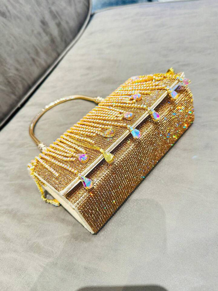 Rhinestone Fringe Clutch - Elara Row