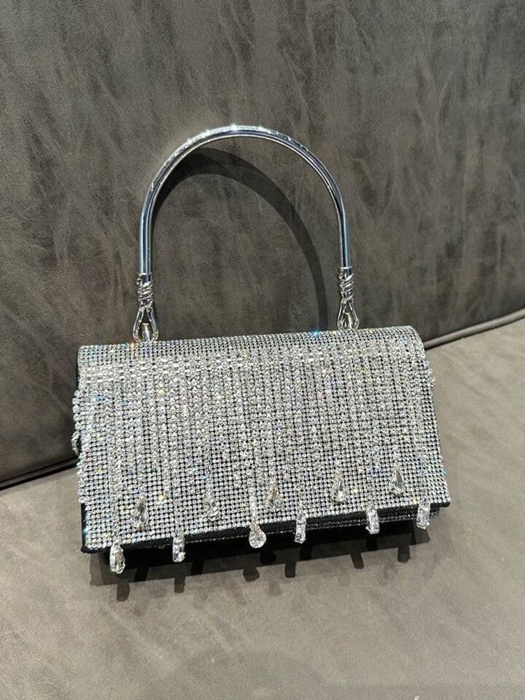 Rhinestone Fringe Clutch - Elara Row