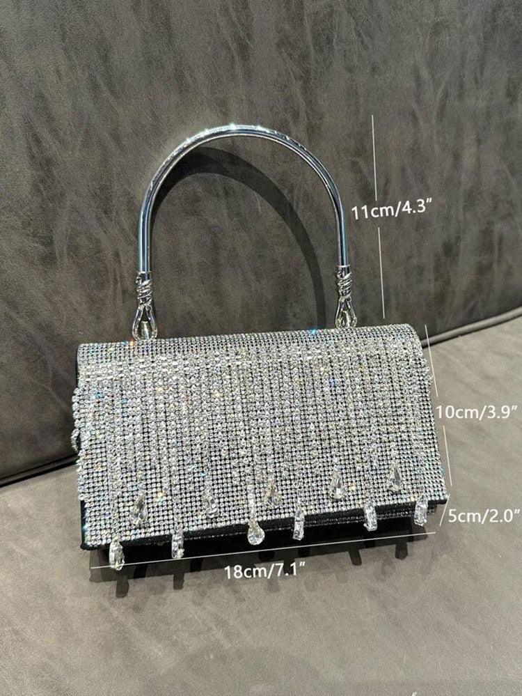 Rhinestone Fringe Clutch - Elara Row