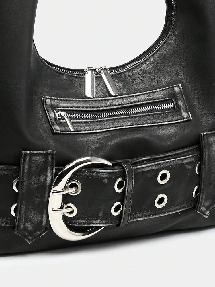 Buckle Shoulder Tote Bag