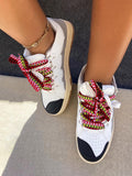 Contrast Lace-up Sneakers - Elara Row