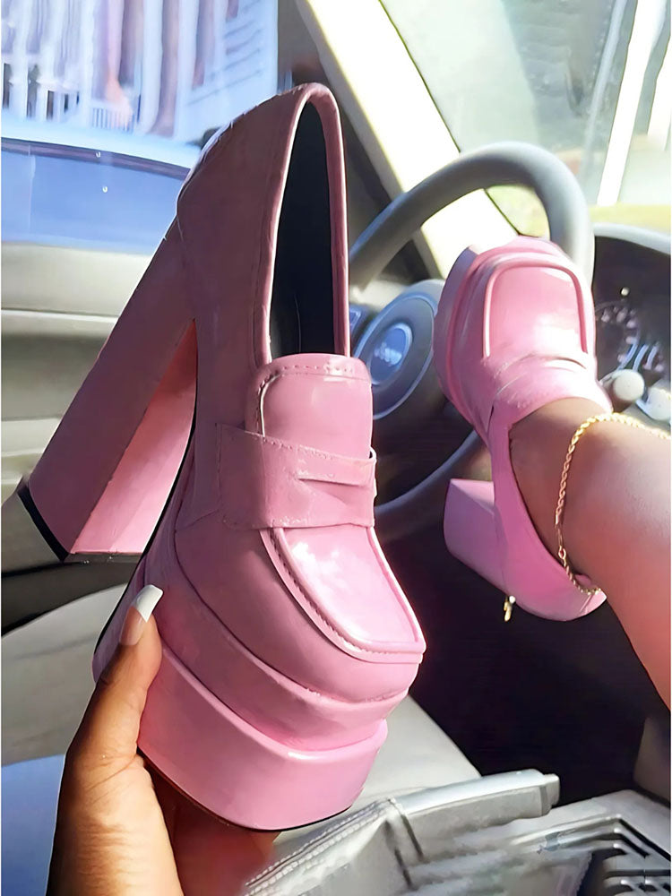 Leather Platform Loafers