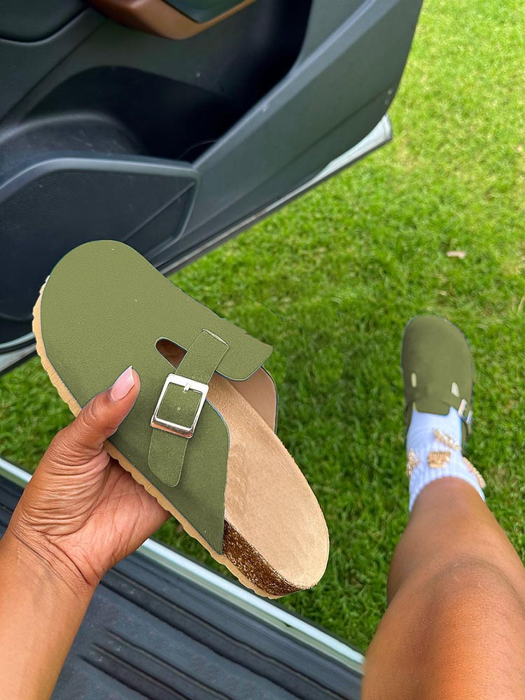 Suede Slip-On Sandals - Elara Row