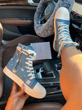 Denim High-Top Sneakers - Elara Row