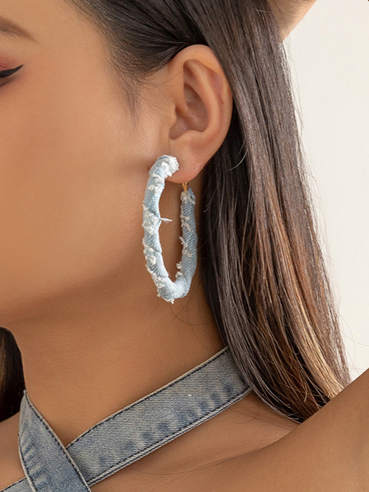 Denim Hoop Earrings - Elara Row
