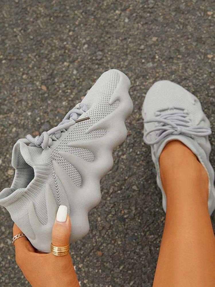 Lace-up Knit Breathable Sneakers - Elara Row