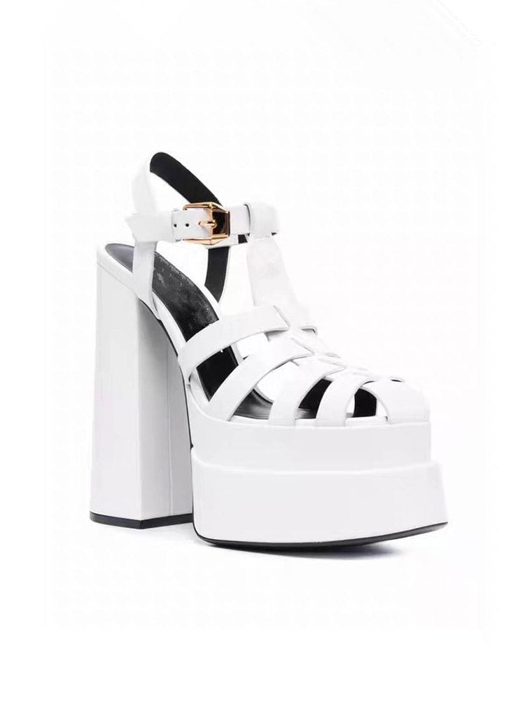 Braid Platform Chunky Heel Sandals - Elara Row