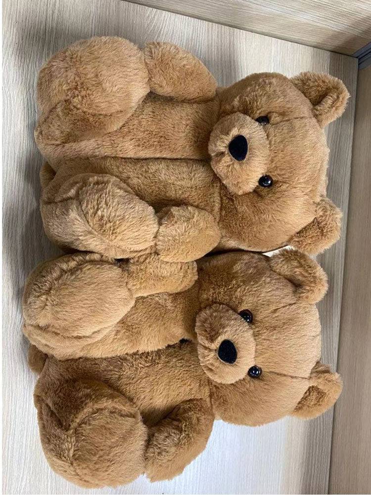Fluffy Teddy Bear Slippers - Elara Row
