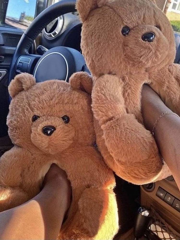 Fluffy Teddy Bear Slippers - Elara Row