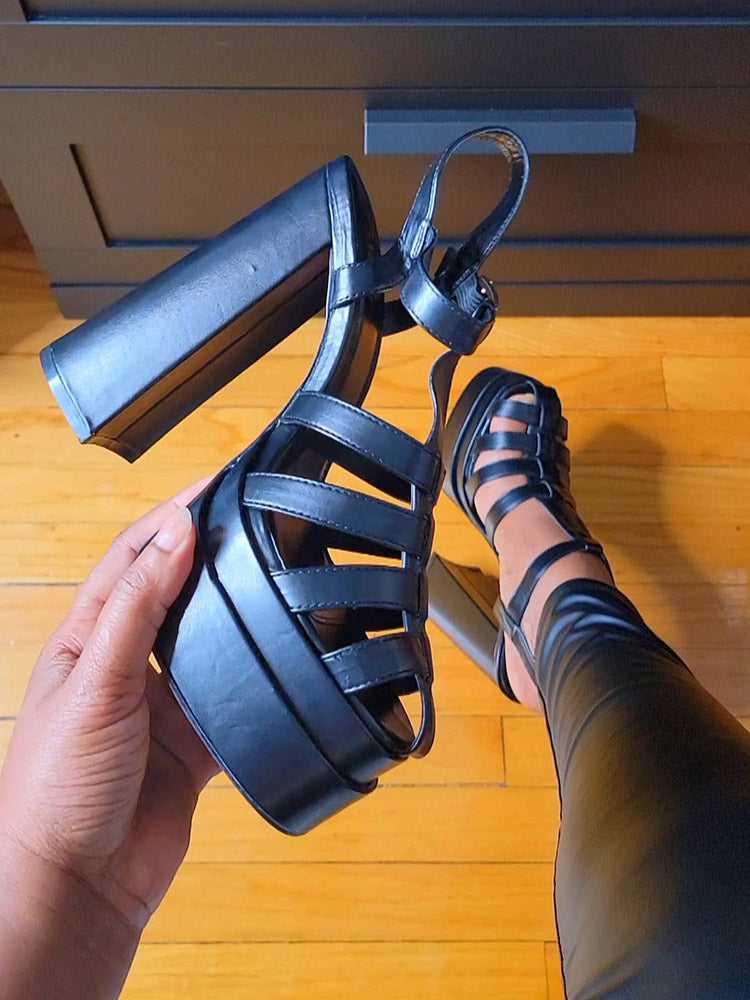 Braid Platform Chunky Heel Sandals - Elara Row