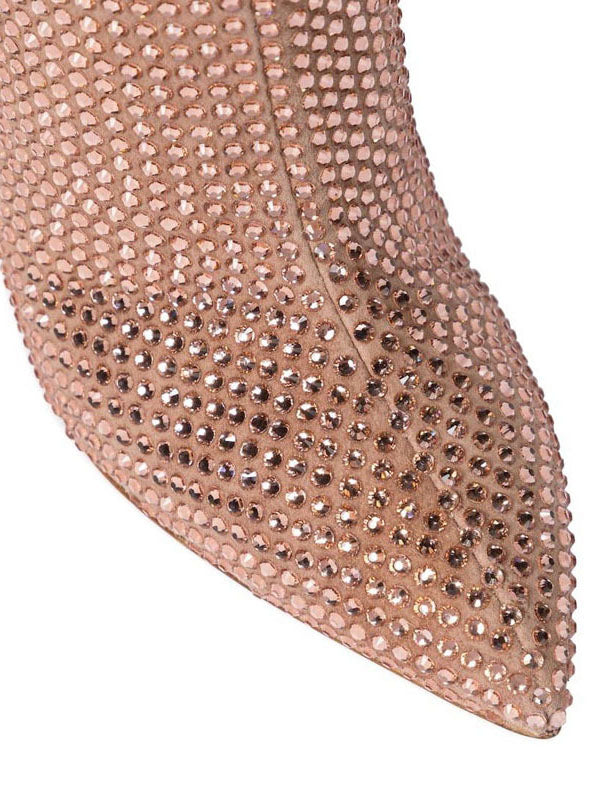 Crystal-Embellished Suede Boots - Elara Row
