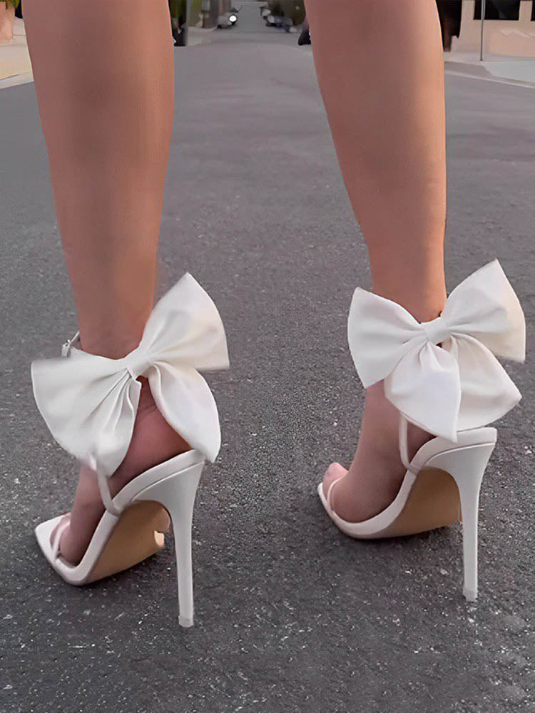 Fairytale Ankle Strap Bow Decor Heel - Elara Row