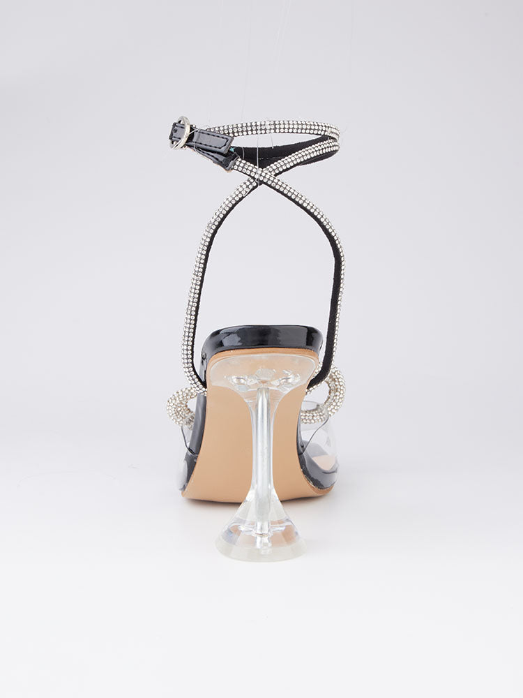 Sparkling Bow Square Toe High Heels - Elara Row