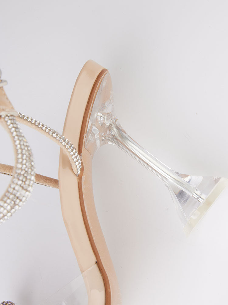 Sparkling Bow Square Toe High Heels - Elara Row