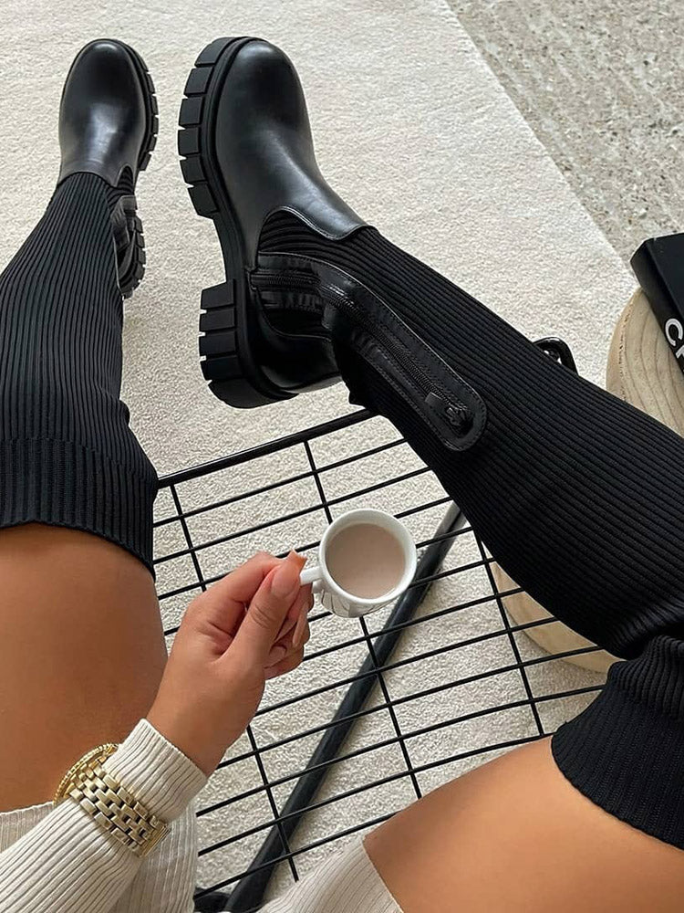 Knitted Over The Knee High Boots - Elara Row