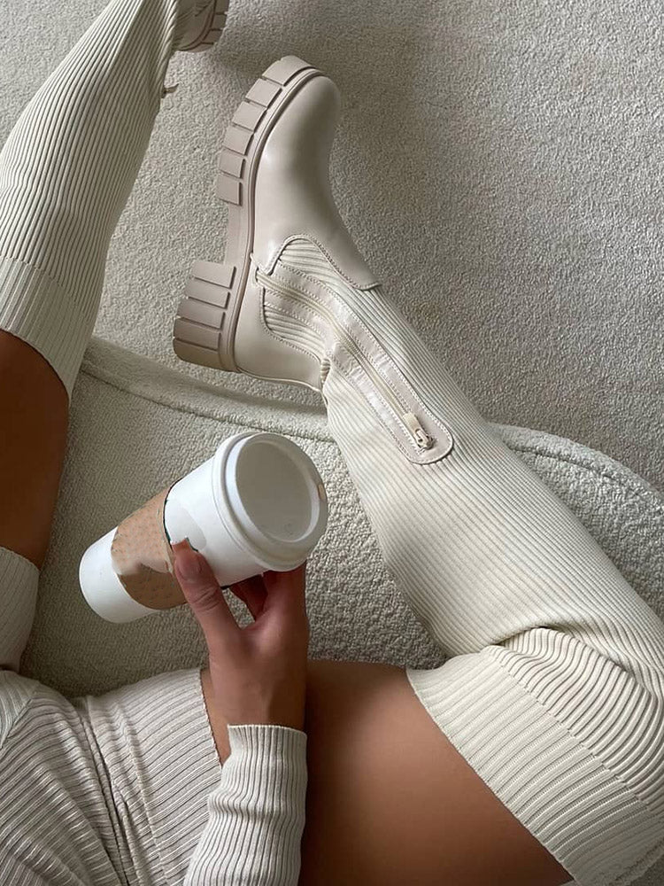 Knitted Over The Knee High Boots - Elara Row