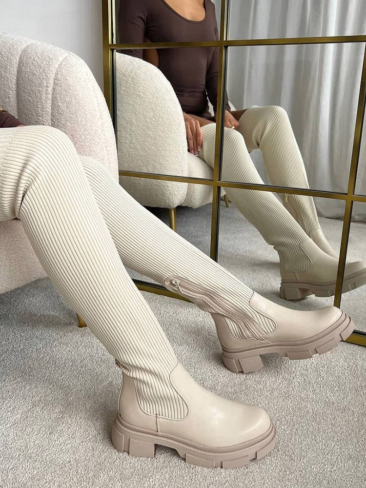 Knitted Over The Knee High Boots - Elara Row