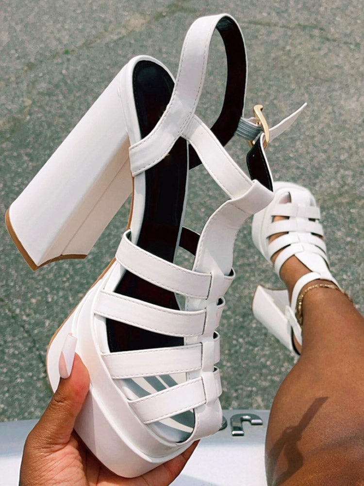 Braid Platform Chunky Heel Sandals - Elara Row