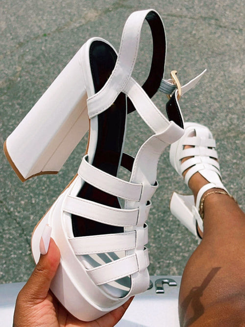 Braid Platform Chunky Heel Sandals - Elara Row