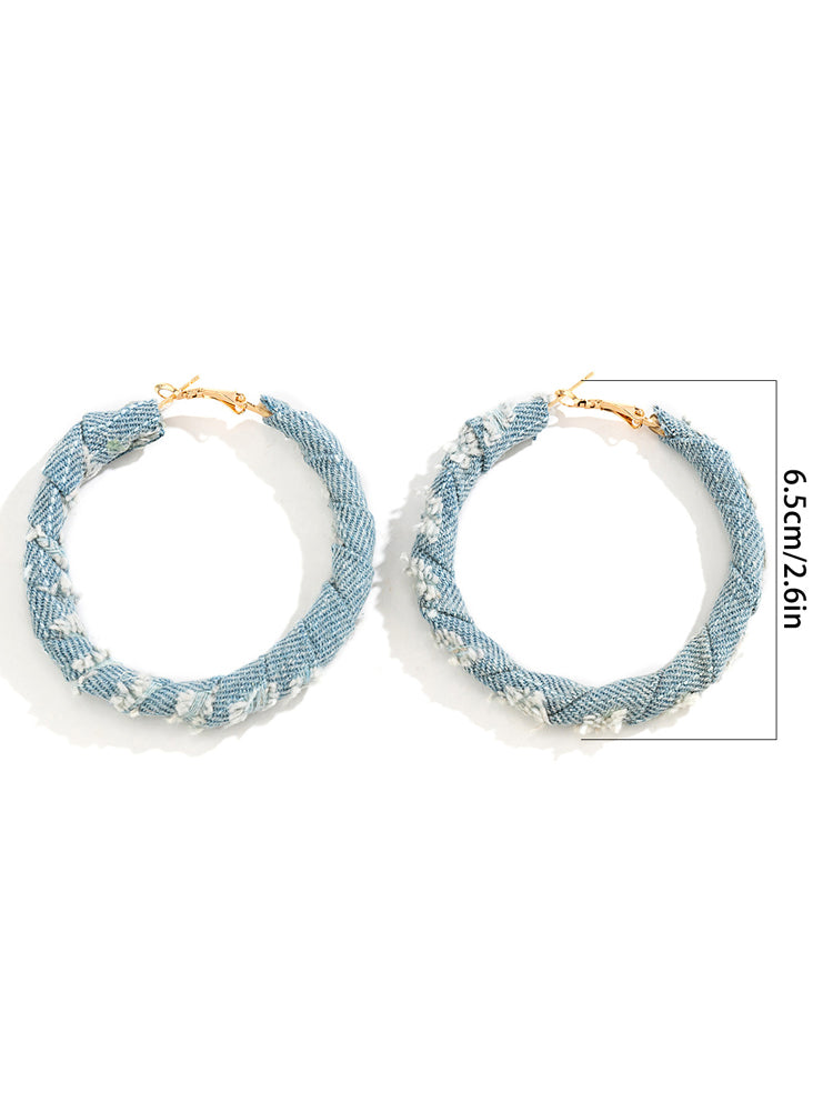 Denim Hoop Earrings - Elara Row