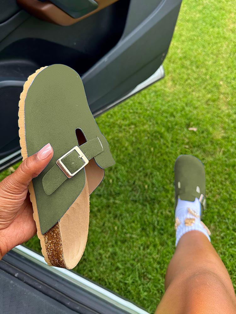 Suede Slip-On Sandals - Elara Row