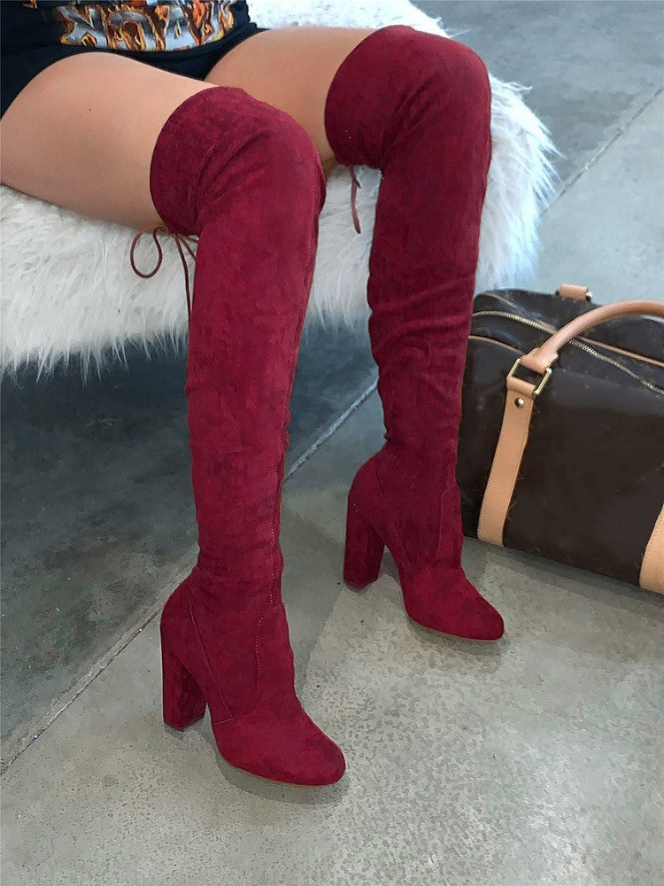 Suede Tie Back Boots - Elara Row