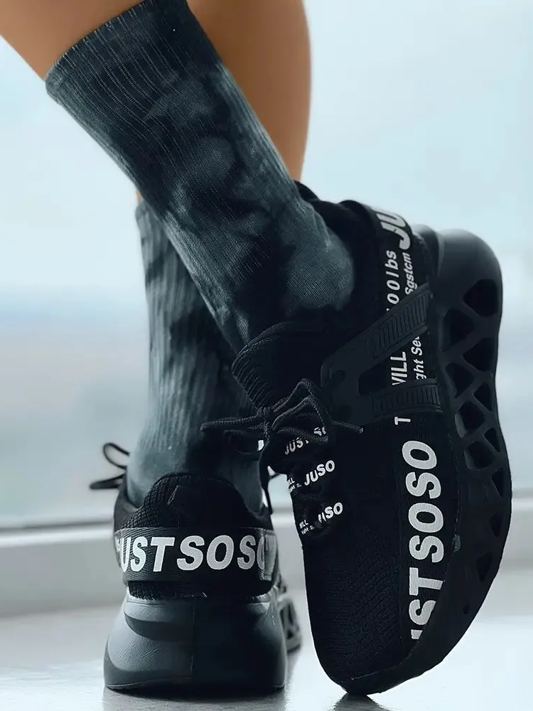 Letter Knit Sneakers - Elara Row