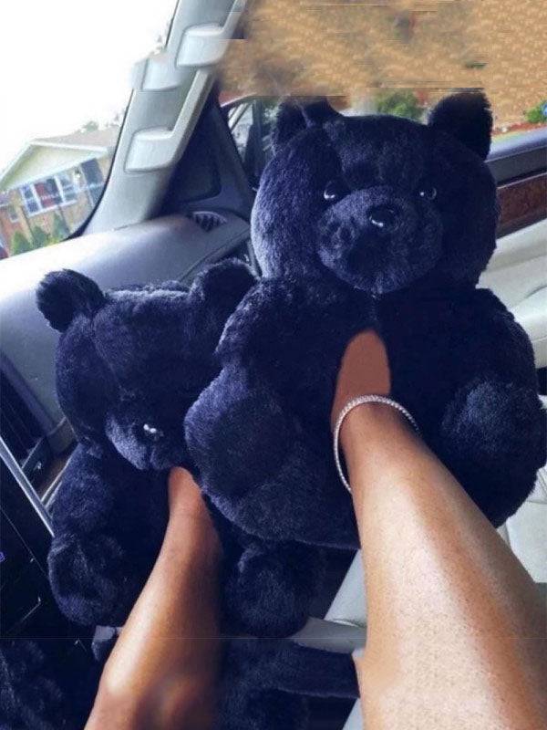 Fluffy Teddy Bear Slippers - Elara Row