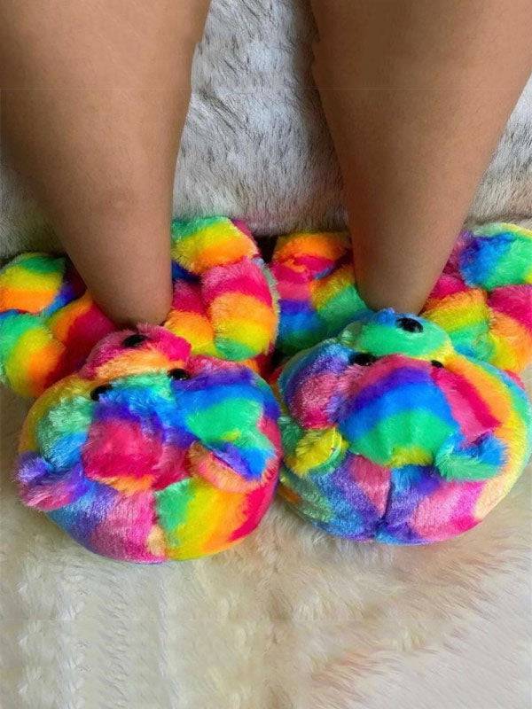 Fluffy Teddy Bear Slippers - Elara Row