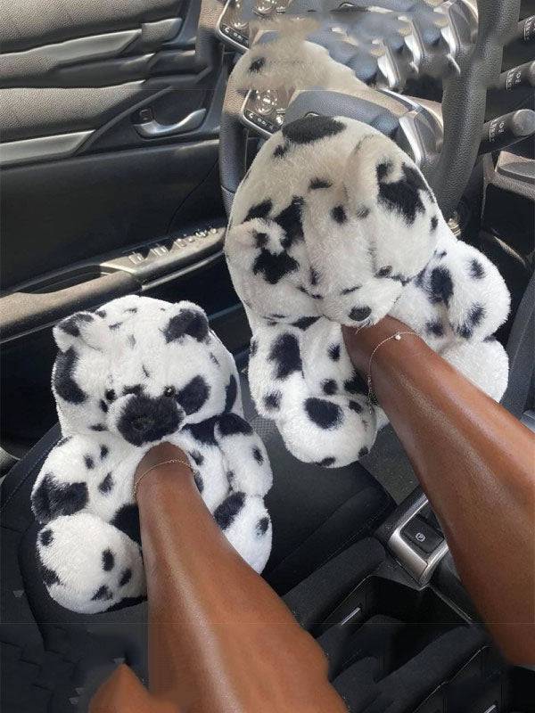 Fluffy Teddy Bear Slippers - Elara Row