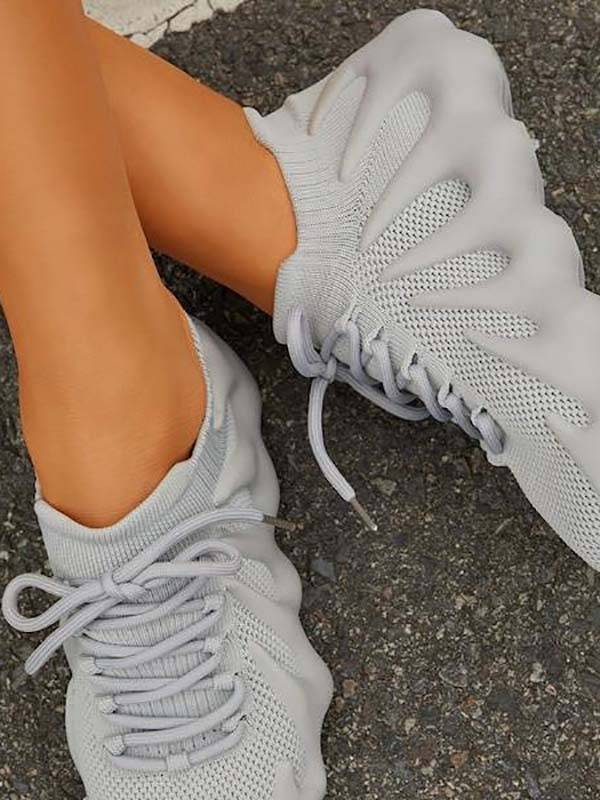 Lace-up Knit Breathable Sneakers - Elara Row
