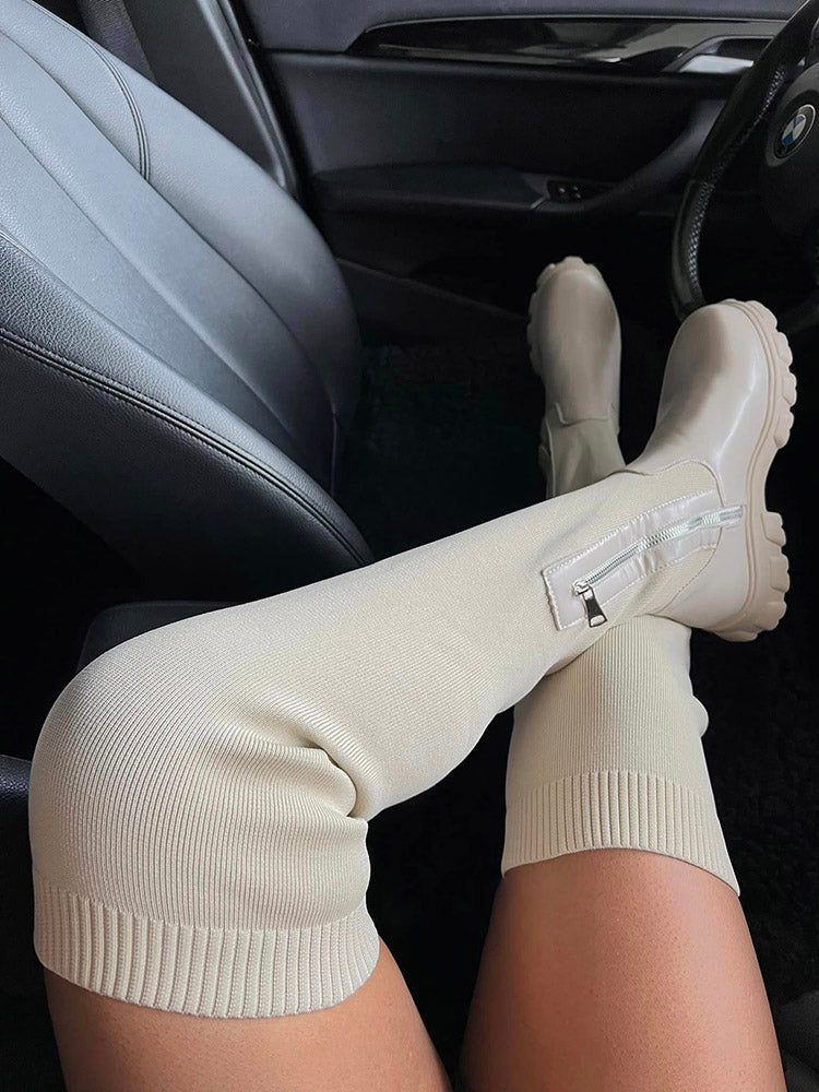 Knitted Over The Knee High Boots - Elara Row