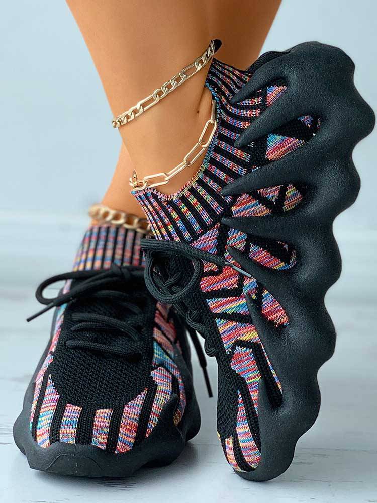 Lace-up Knit Breathable Sneakers - Elara Row