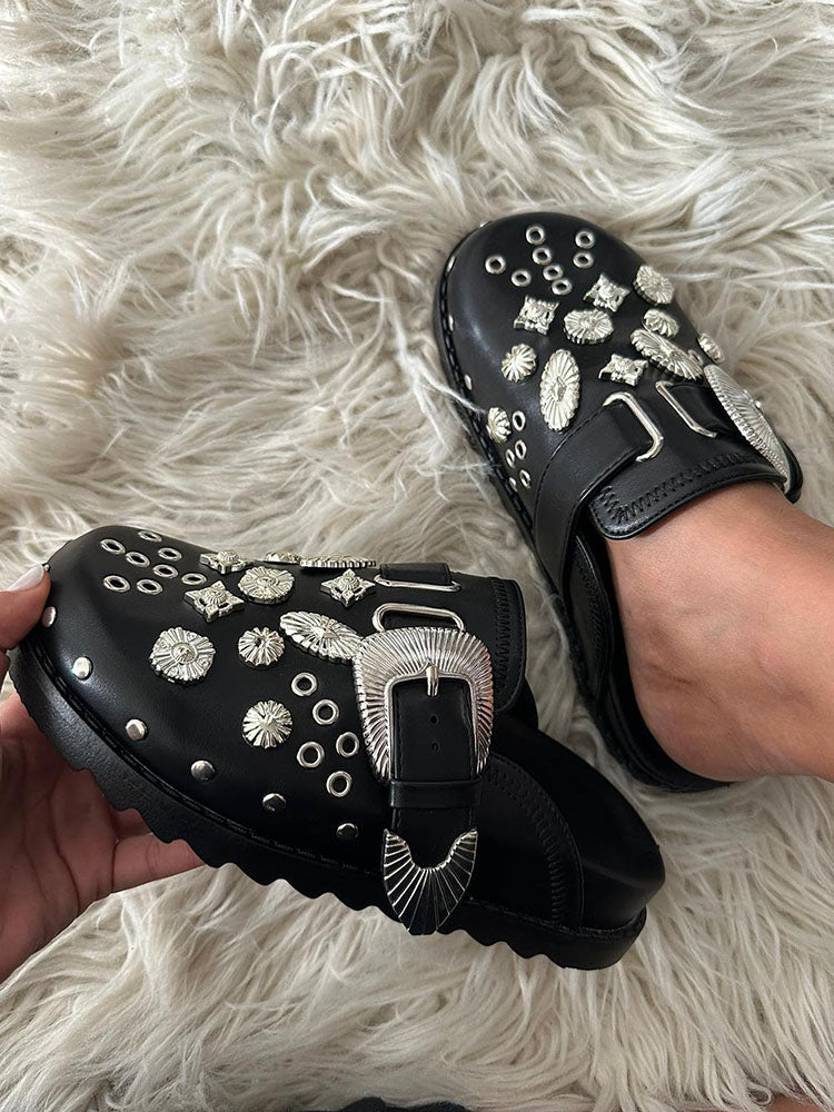 Buckle Slip On Slides - Elara Row
