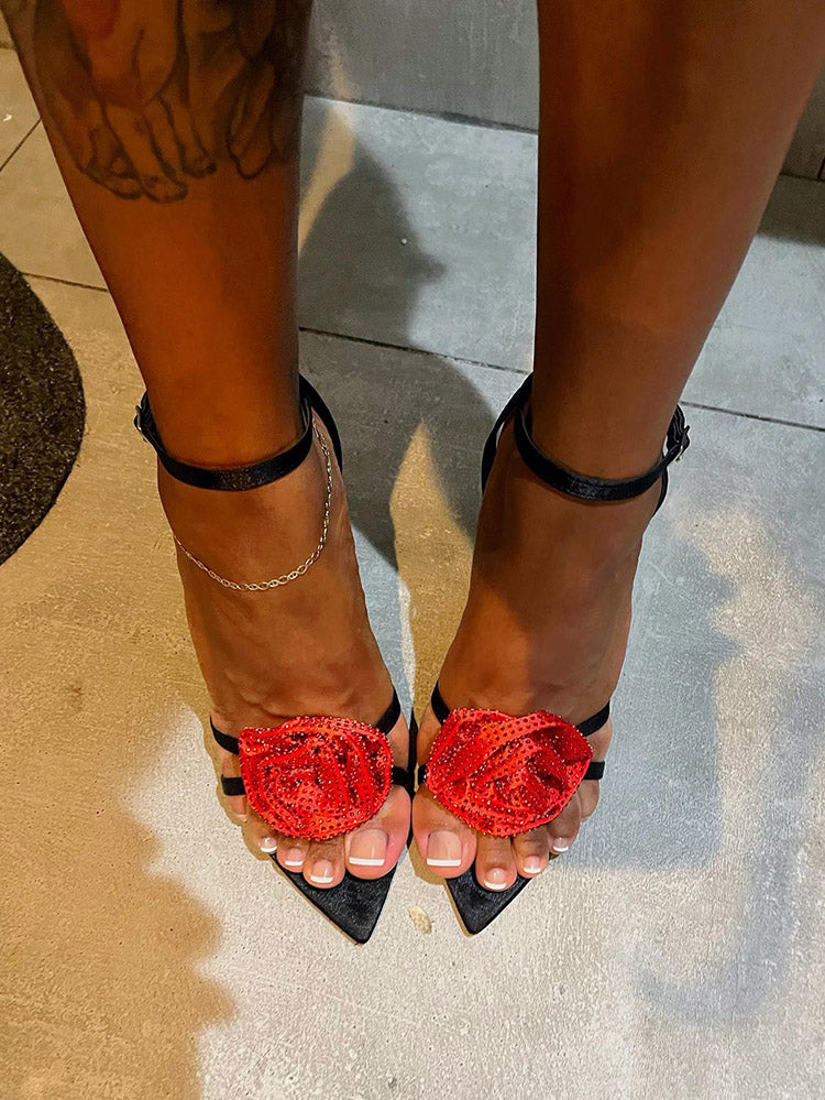 Rhinestone Rose Heels - Elara Row