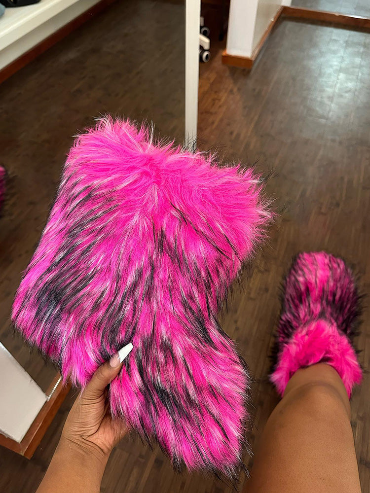 Fluffy Faux Fur Mid-Calf Booties