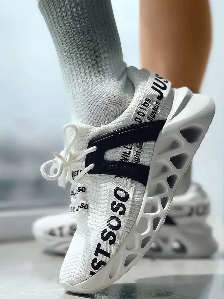 Letter Knit Sneakers - Elara Row